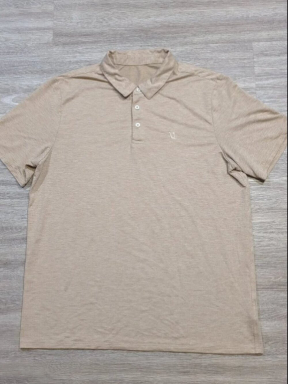 Vuori Knit Twill Polo Men's Medium Beige Tan Logo